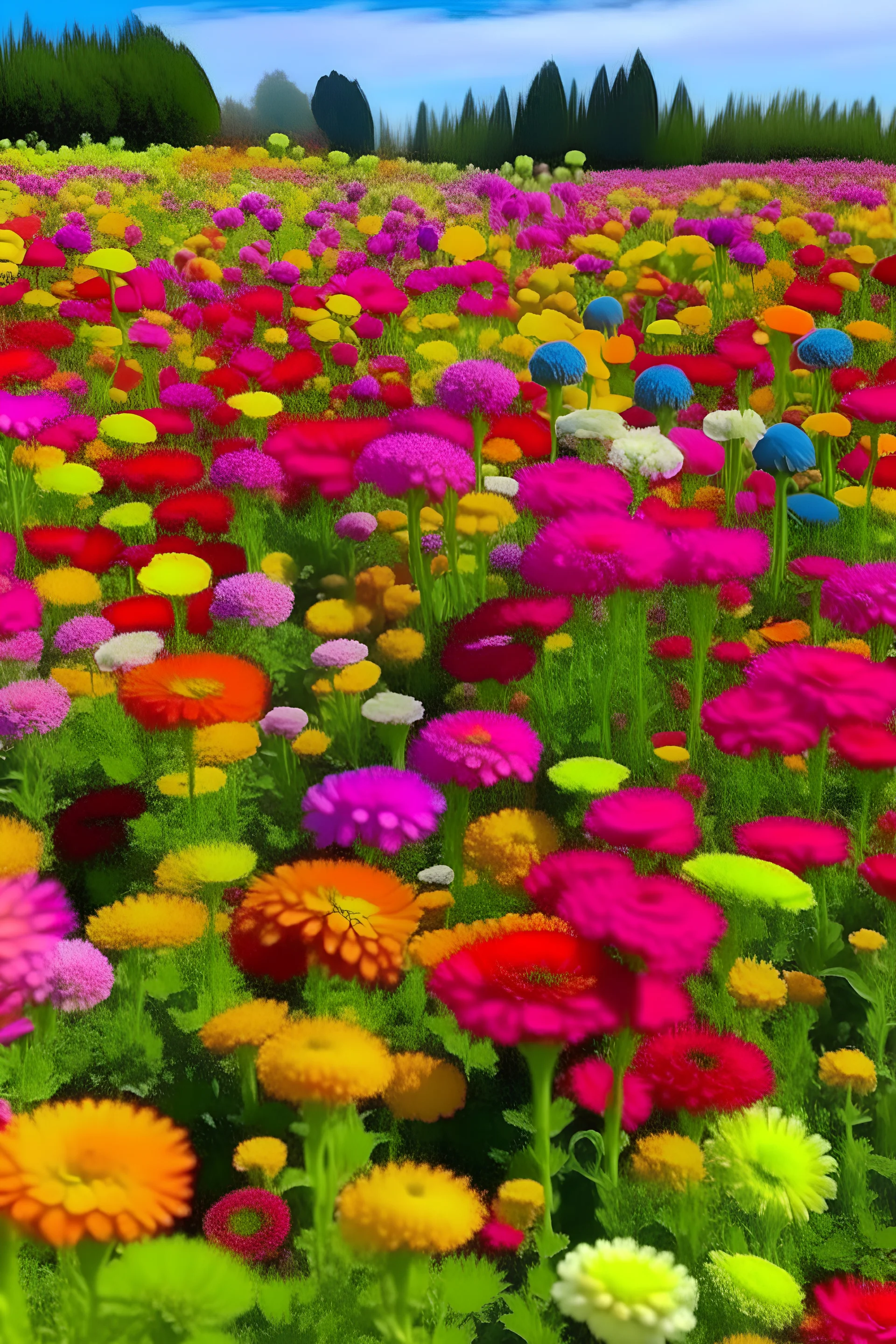 A plain full of colorful flowers