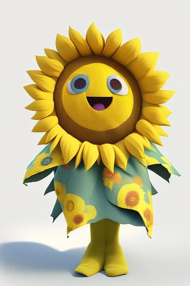 Cheery and cute sunflower avatar full body in fabric material