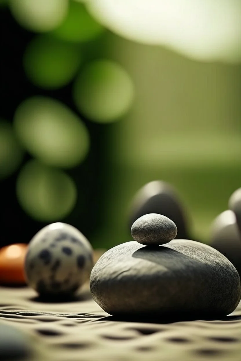 gentle background with spa stones, yoga figure in the background