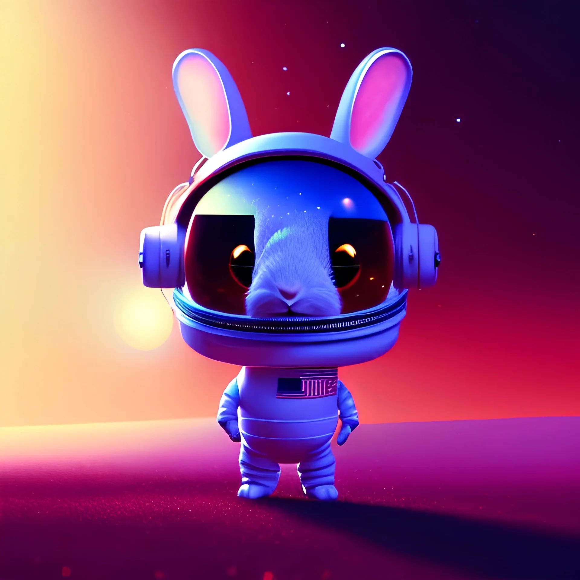 pixar style cute rabbit astronaut in space, blender 3D