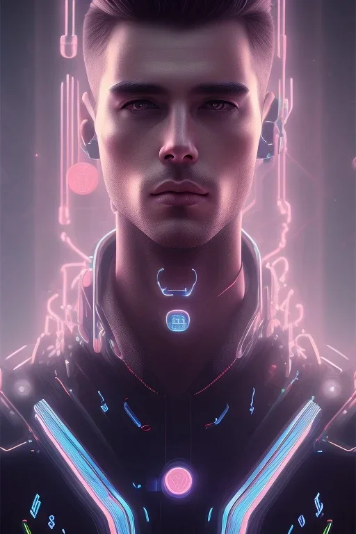 cyberpunk, head, men, portrai, tron