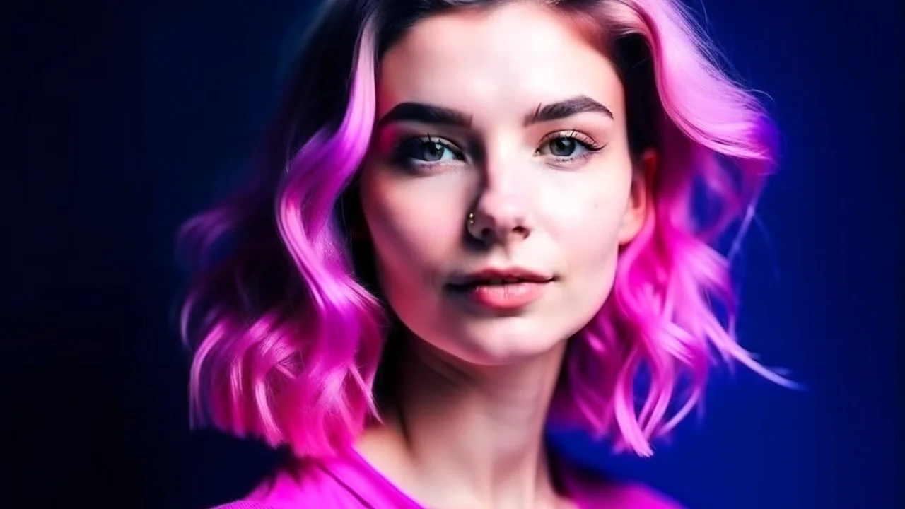 potrait of pretty lady in violet and pink color