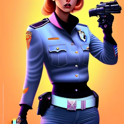 lady cop top in spaceship