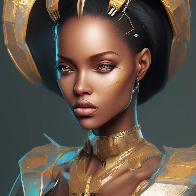 Rwandan futuristic princess realistic