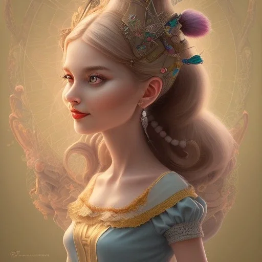 Caterpillar leading figure of Alice in the wonderland,dressing Disney style,hairstyle Disney style, detailed eyes, elegant,sarcastic smile, by artgerm,Chie Yoshii,Brian Kesinger,Gediminas Pranckevičius,Kilian Eng,reg Rutkowski,Disney