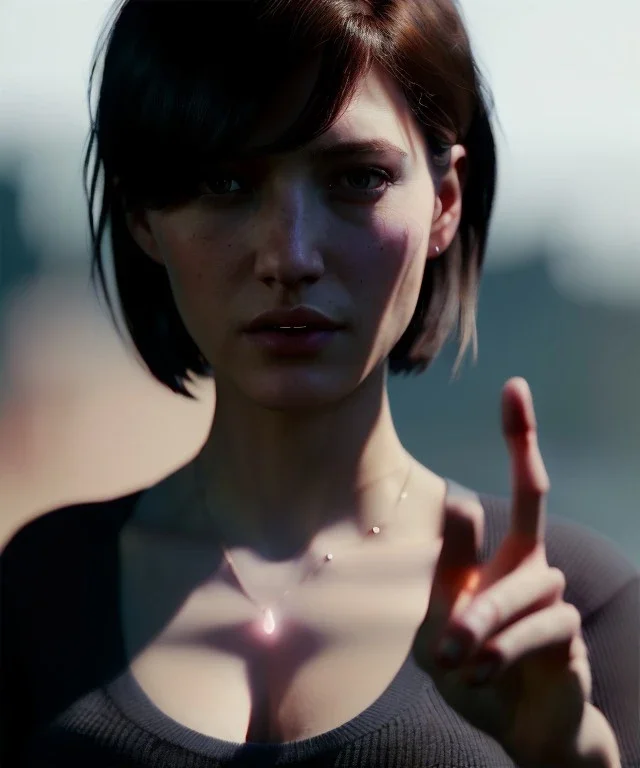 Ultra Realistic image portrait, medium shot view, woman making the fuck you finger gesture, highly detailed, unreal engine 5, RTX, ultra detail, volumetric lighting, finely drawn, high definition, high resolution.