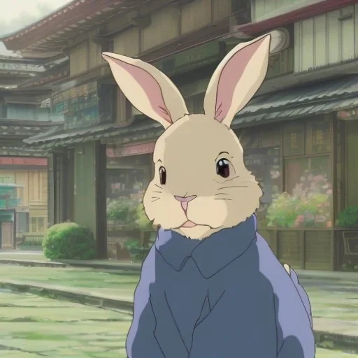 Rabbit in the center of a busy city in japan