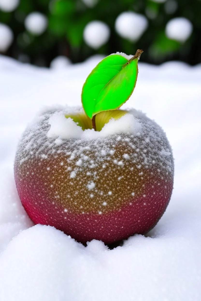 apple with snow