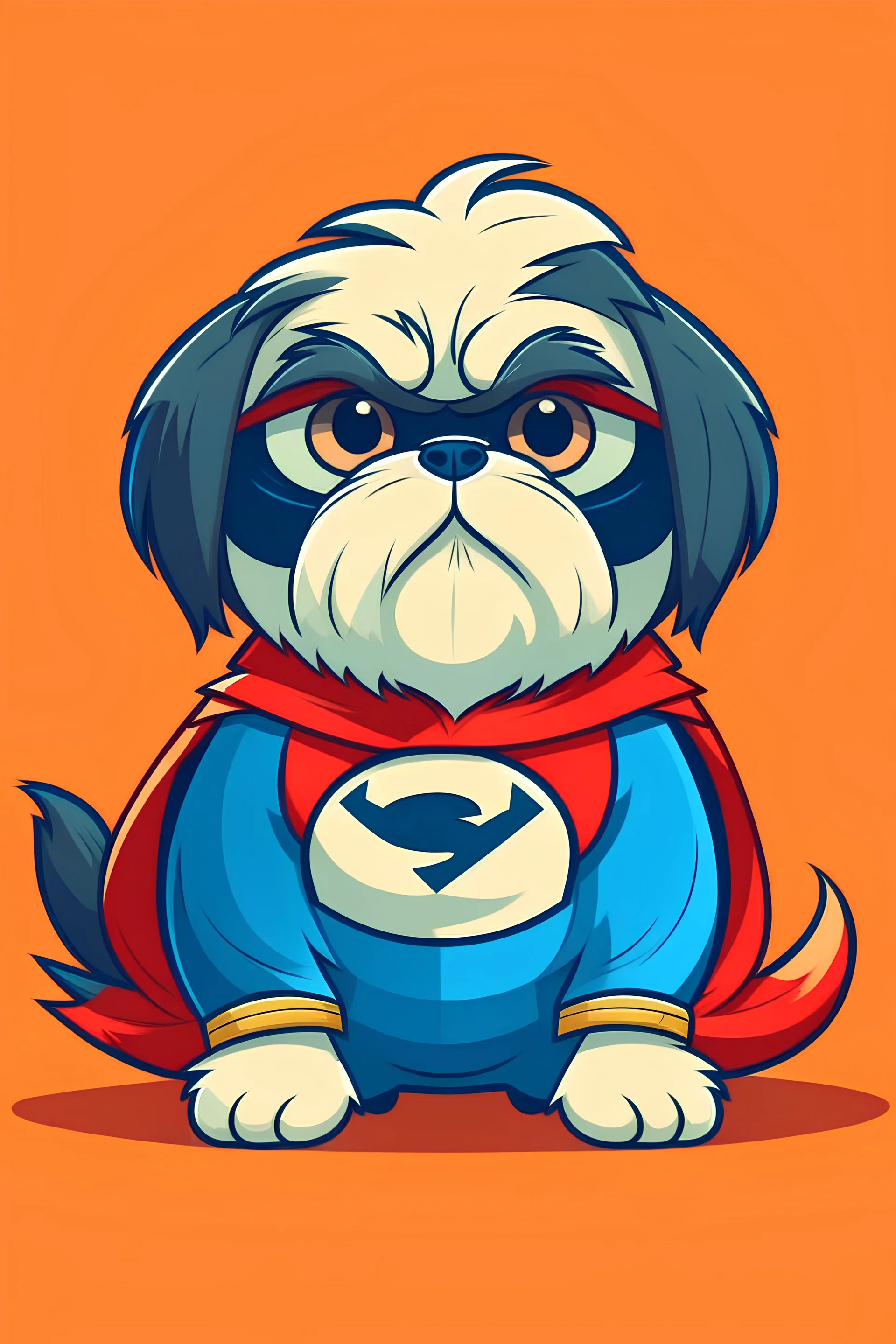 Create super hero character inspire from Shih Tzu super flat