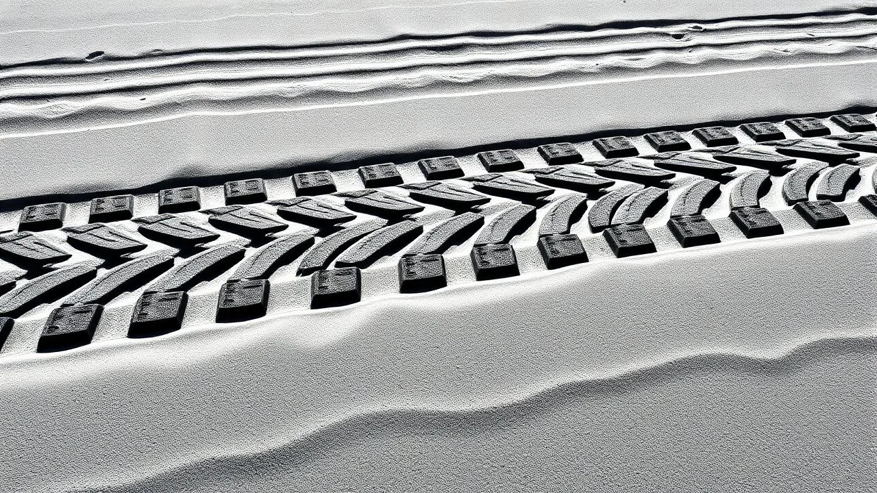 multiples tire impressions in sand, black on white vector