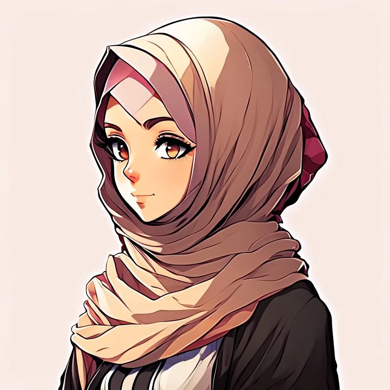 A hejab girl , vectorized , anime , 8k