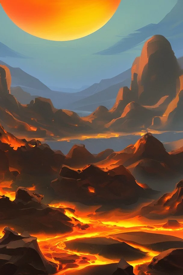 an inferno landscape with rocks