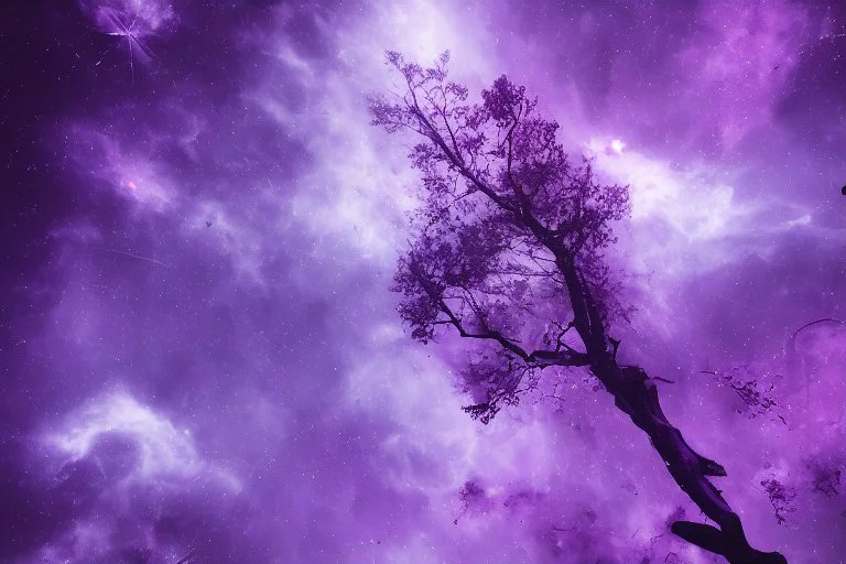 Purple nebula, cyberpunk trees