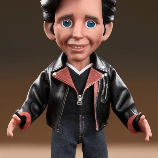 wide view young Fonz with black hair greaser Action figure doll 1975 (thumbs-up) (face) Forehead grin, fonzarelli, ((Arnold's drive-in)) eyes fonziE fonz