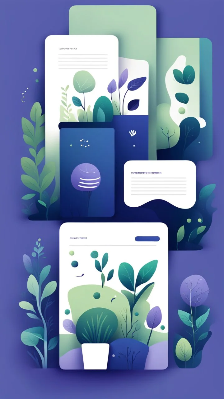 illustrations with a simple art style that show home page for spot use dark blue-purple and live green and minimal