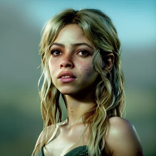 Shakira, artist, 30 years old, Realistic image, waist up portrait, eyes make up, perfect, glow, circle iris. concept art, smooth, unreal engine 5, god lights, ray tracing, RTX, lumen lighting, ultra detail, volumetric lighting, 3d, finely drawn, high definition, 4k.