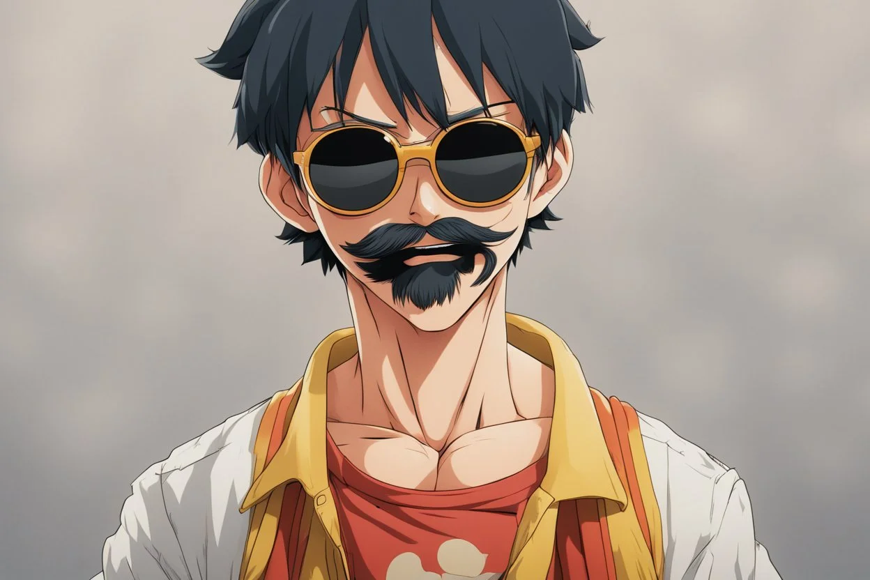 luffy with sunglasses and mustaches