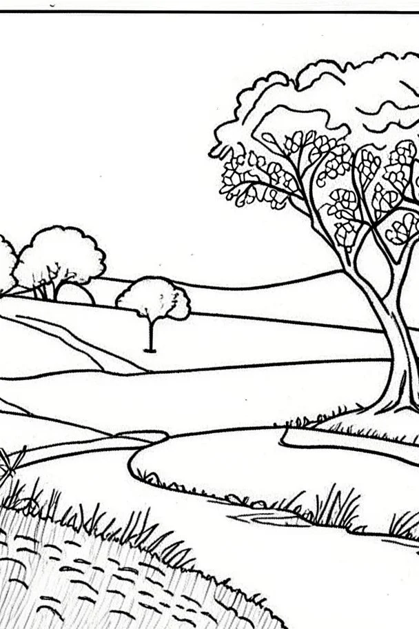 landscape simple drawings for coloring