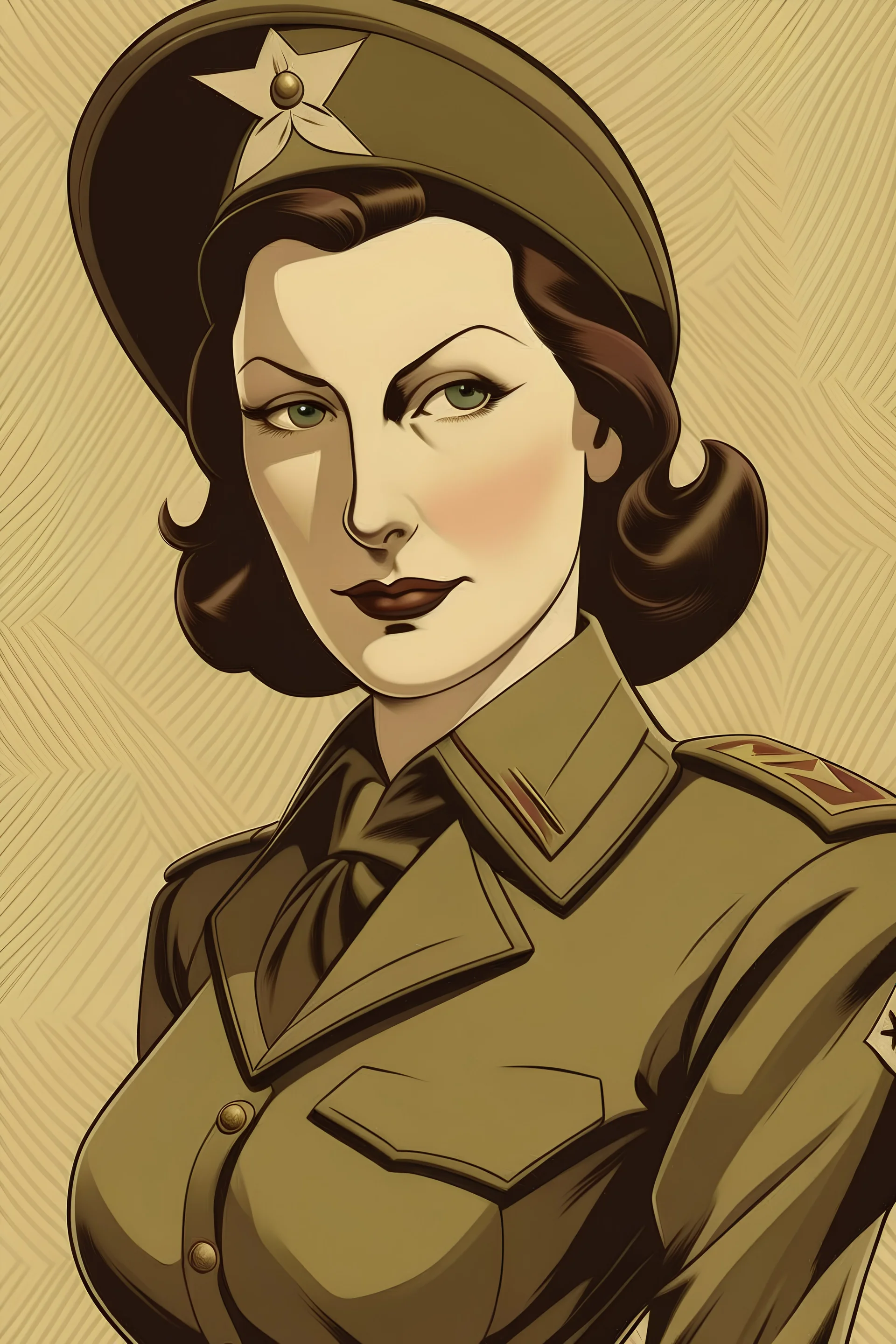 picture of a woman in 1930's animated WWII poster style