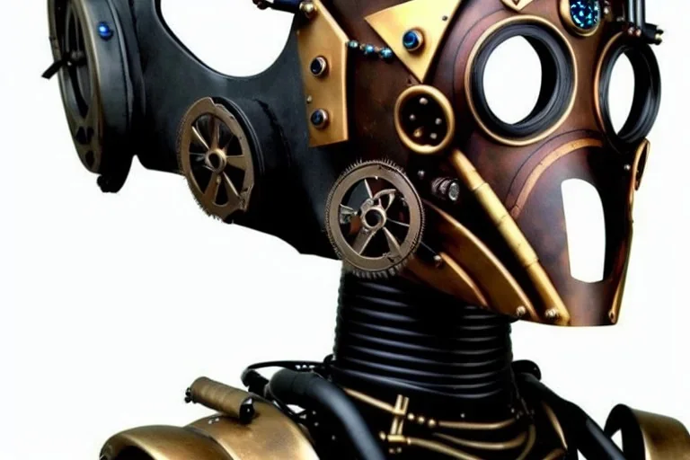 Beautiful steampunk portrait of a robot cyborg in a cyberpunk mask a