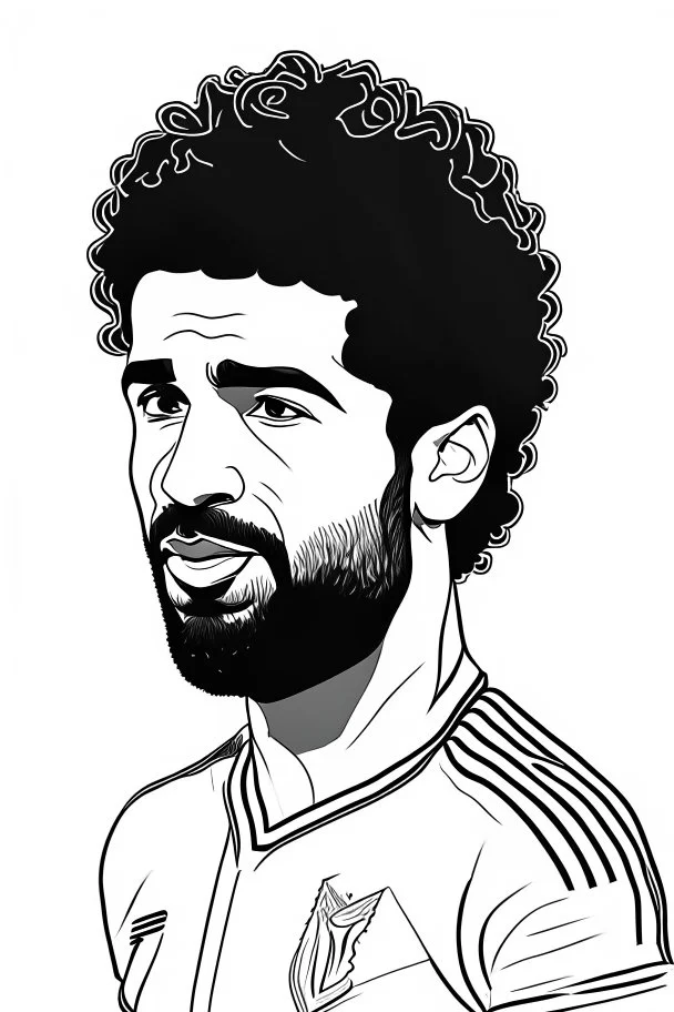 Mohamed Salah Egyptian soccer player ,outline cartoon vector