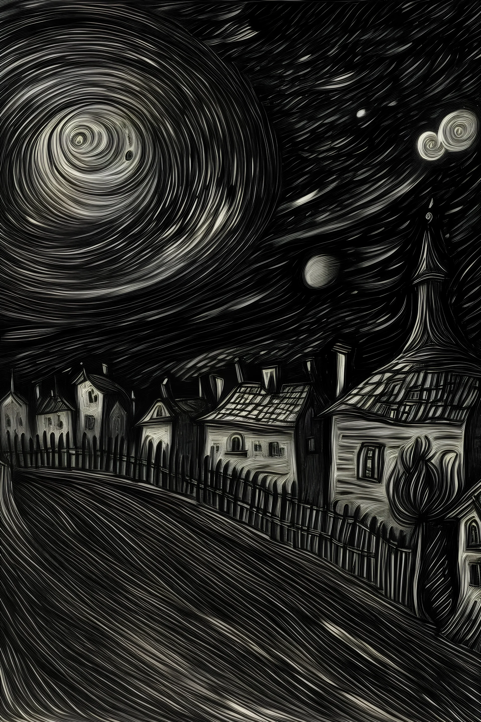 palestine gaza drawing by starry night van gogh style in charcoal