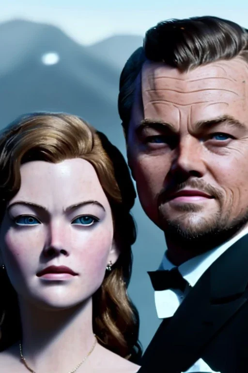 Closeup portrait Leonardo dicaprio and Kate winslate poster Titanic