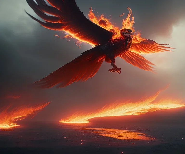 mdjrny-v4 style, dramatic lighting, epic photo, the Phoenix on fire, detailed, hyperrealistic, octane render, cinematic, by greg rutkowski