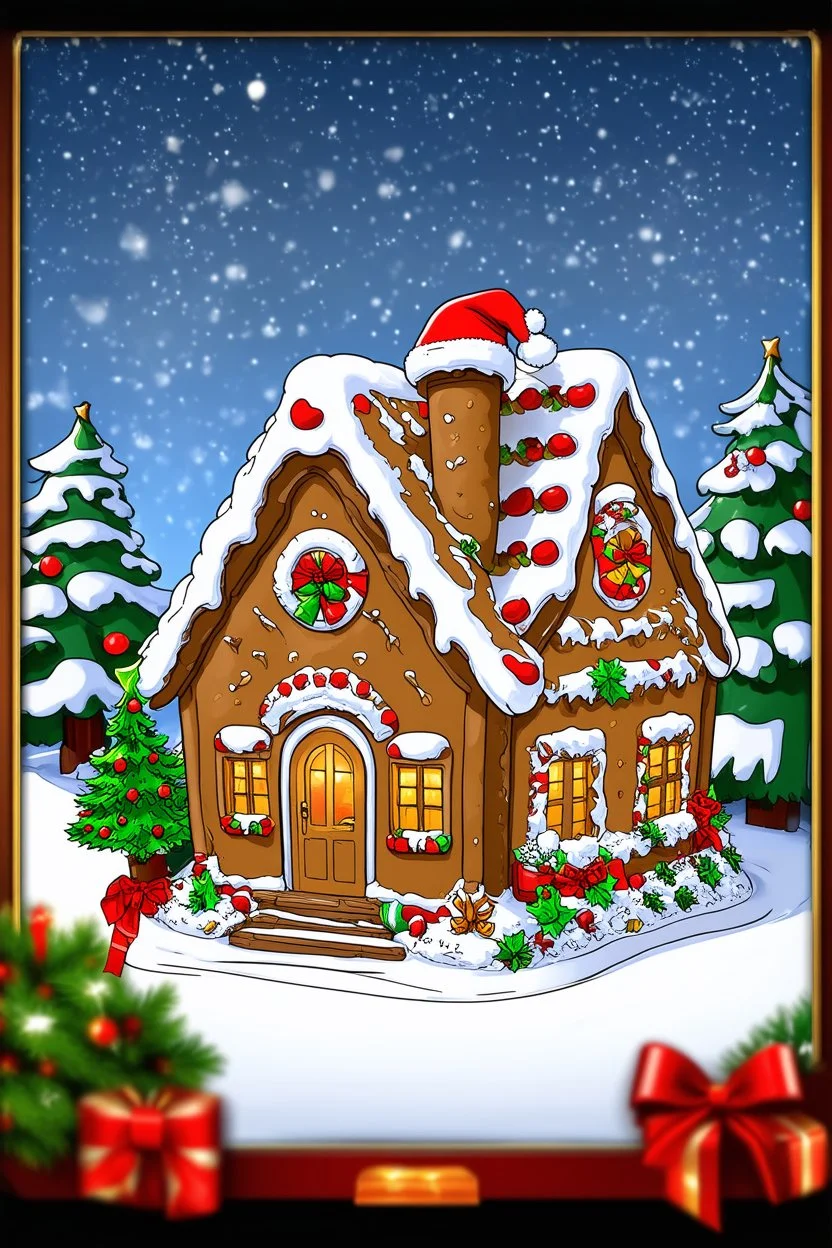 coloring page christmas style, realistic, ginger bread house