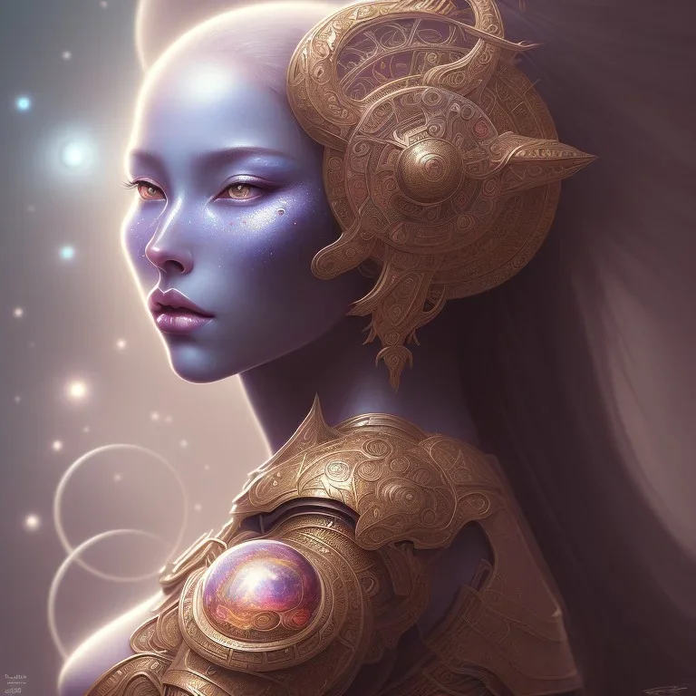 sango fantasy, fantasy magic, intricate, sharp focus, illustration, highly detailed, digital painting, concept art, matte, artgerm and paul lewin and kehinde wiley, masterpiece sexy lips Asian lady body Papu New Guina purple silver space lady space blood moon sun galaxy