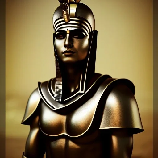 egyptian warrior, realistic, made in octane, cinematic, ultra-realistic, extremely detailed octane rendering, 8K, VRAY Super Real ar 2:3, dof photorealistic futuristic 50mm lens hard lighting dark gray tintype photograph, realistic lighting, sepia color