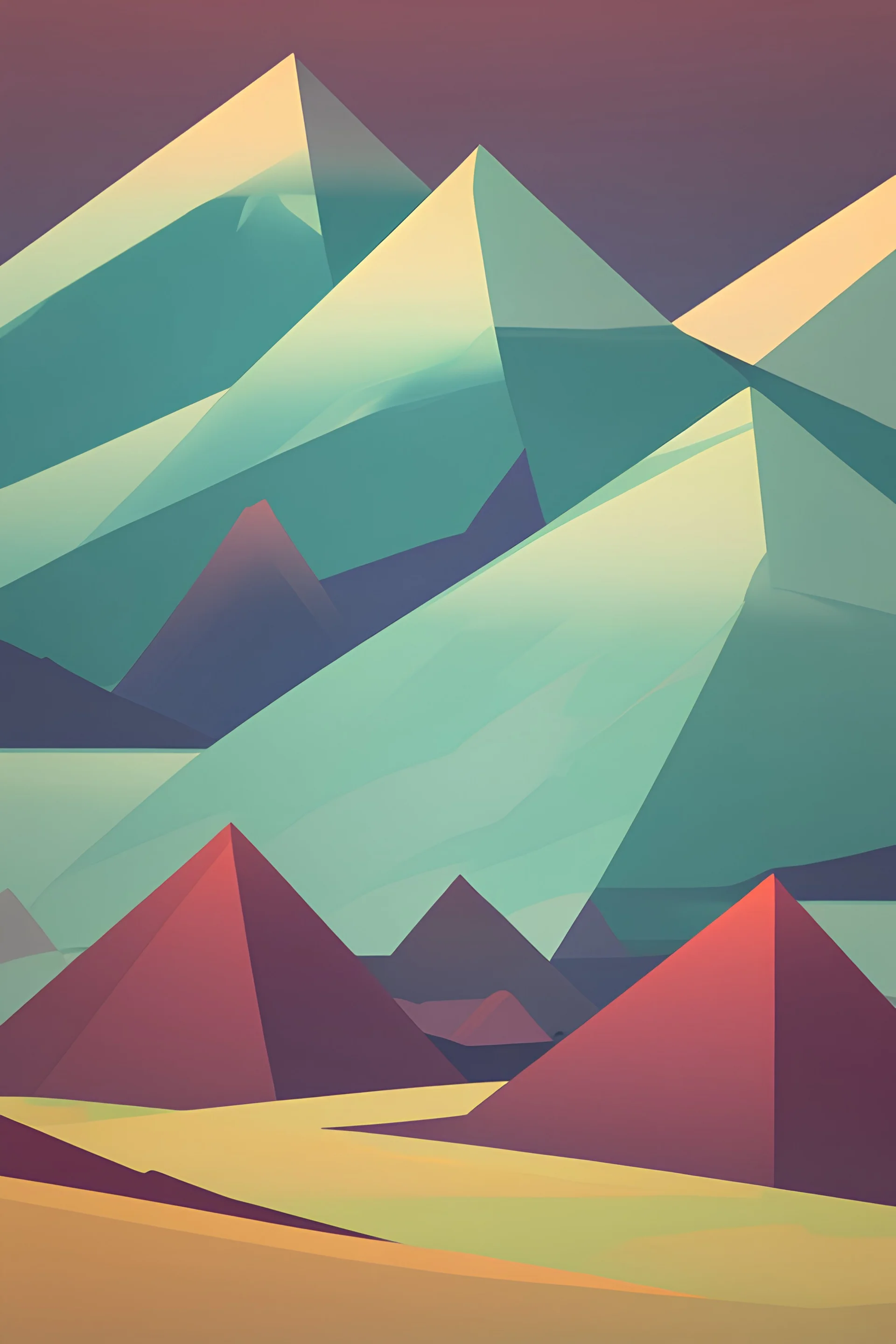 Abstract geometric shapes forming a serene mountain landscape, perfect for nature lovers