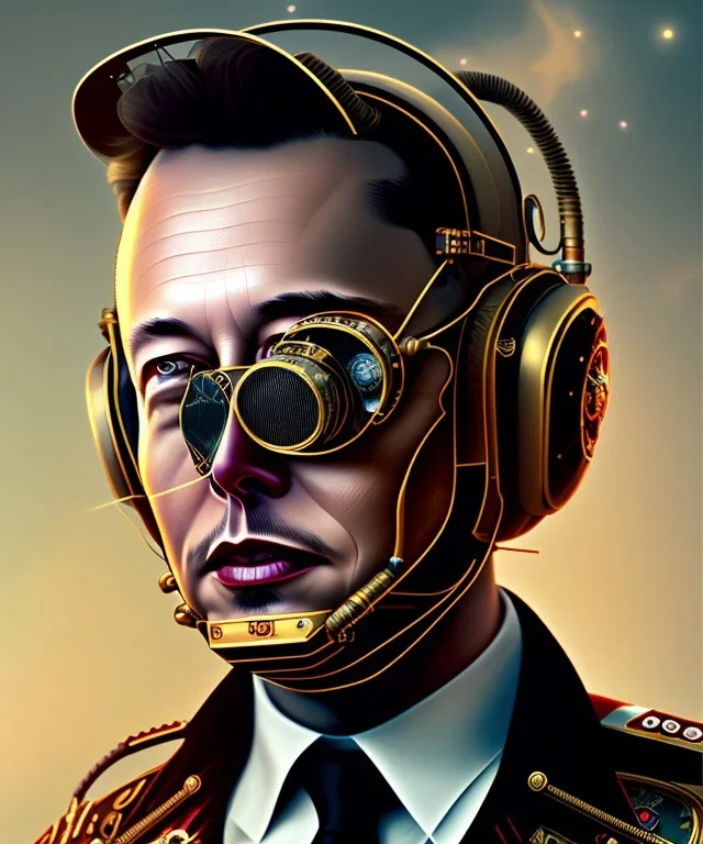 a steampunk portrait of elon musk,8k,unreal.