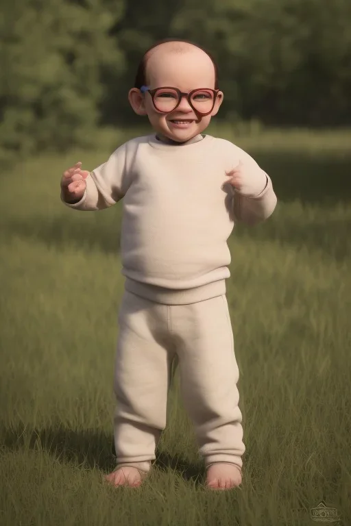 George costanza toddler, smile, full body, bokeh, hyper realistic