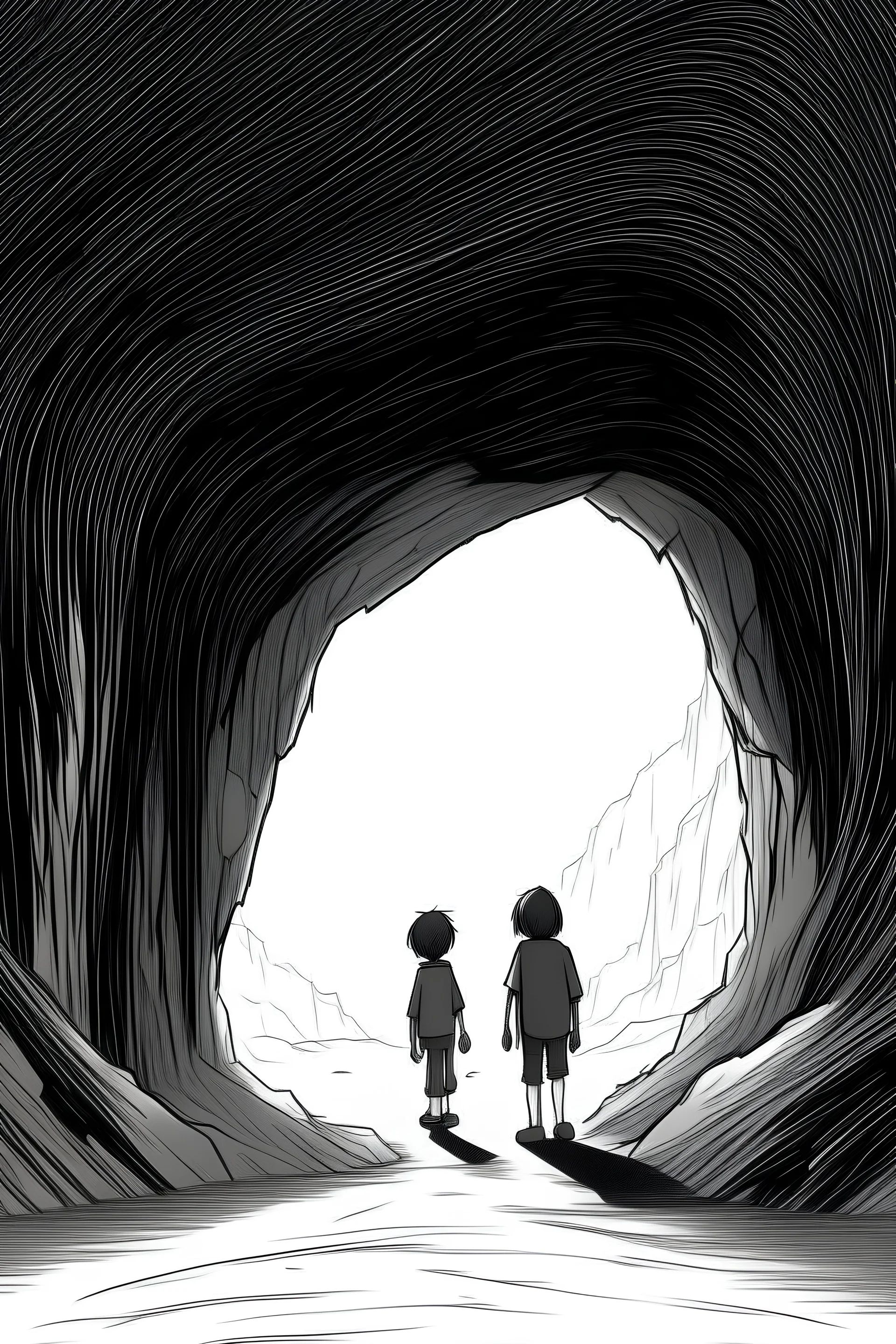 a minimal sketch of two kids inside a crevice