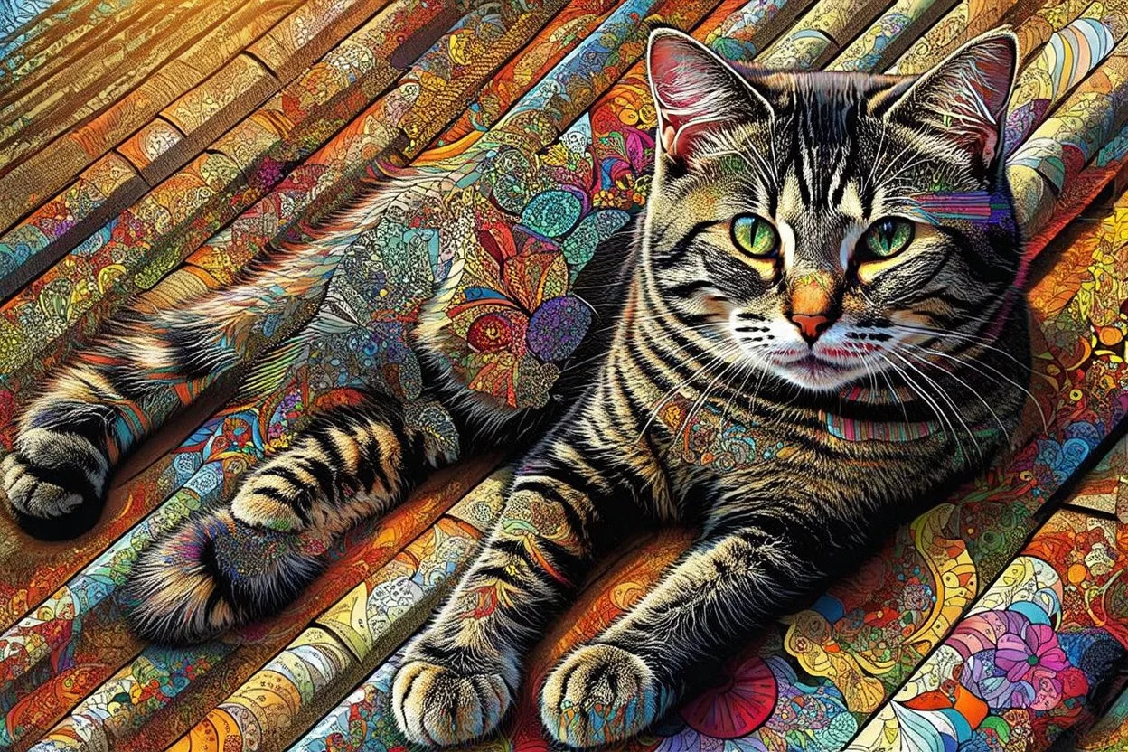 Cat on a hot tin roof- Zentangle style Modifiers: colourful