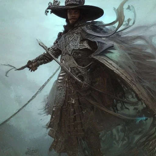 Insanely detailed photograph of an “portrait of an D&D Echo Knight wearing a ivy colored charro”, intricate cowboy hat, stern clear face and hyperdetailed painting by Ismail Inceoglu Huang Guangjian and Dan Witz CGSociety ZBrush Central fantasy art album cover art,8K, hdr, epic, mysterious, ominous, hands focused on a glowing D20, jewelry, motivated