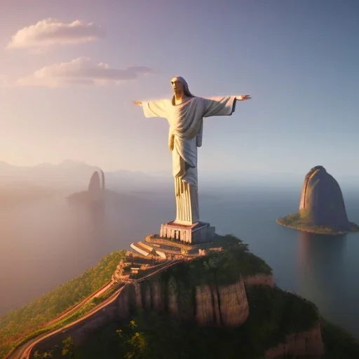 Christ the Redeemer, beautiful,wonderful, shape, 3d render, detailed, landscape,sunset, unreal engine 5, cinematic lighting, photorealistic, realistic, hyper detailed, 8k, octane render, cinema 4d