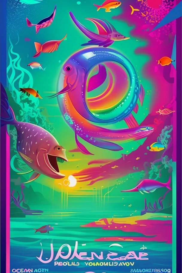 rave poster with ocean theme