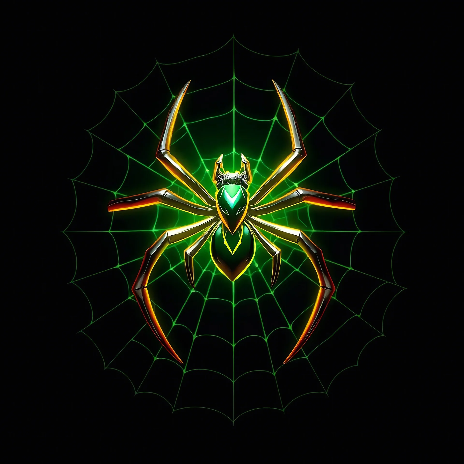 BUIBUI with spider logo with light-green color and black-golden shine webs