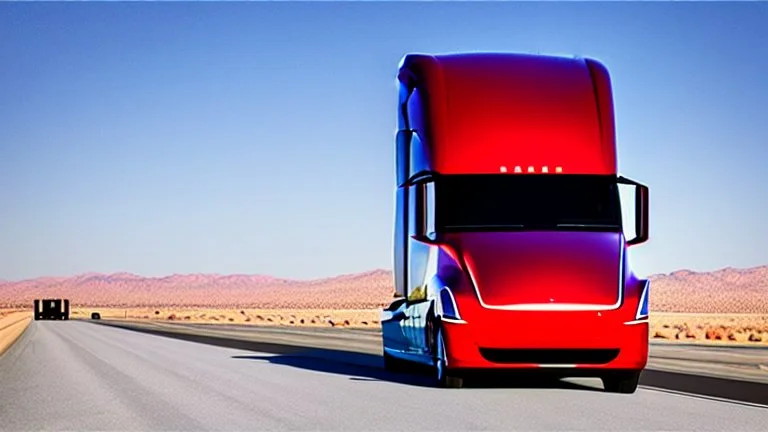 A Tesla semi-truck is racing at top speed, across the 'Area 51' facility in the USA. CINEMATIC. WIDE ANGLE LENS.