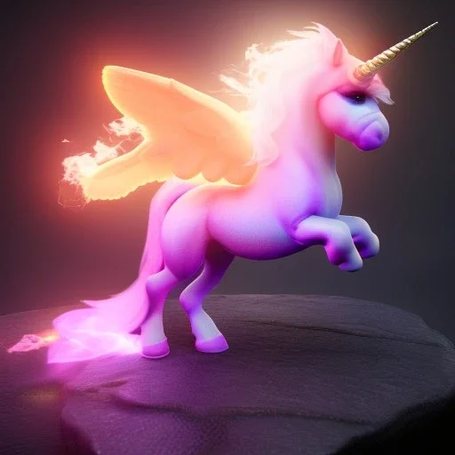 CM küre içinde fantastik unicorn ateşli kanatları olan