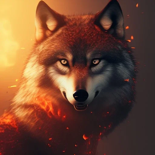 Wolf, red, fire, lava, 8K, dramatic lighting, masterpiece, expert, sharp focus