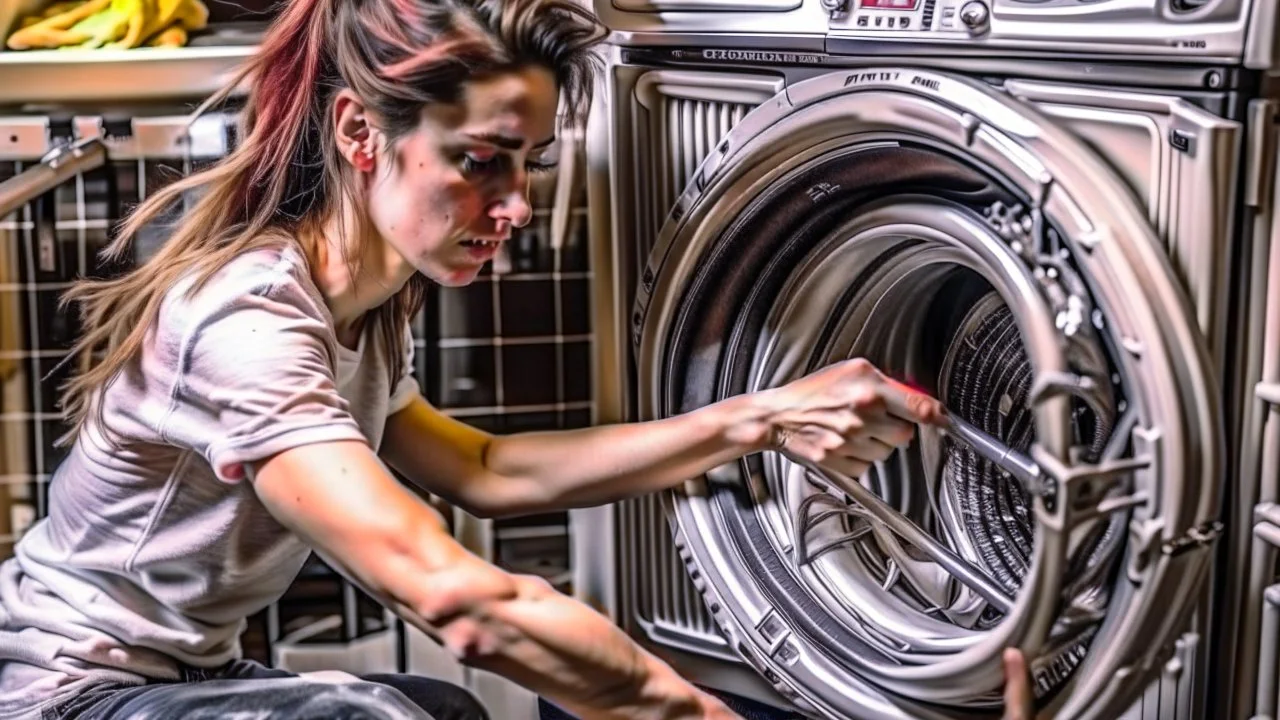 woman puts spoons in the dryer