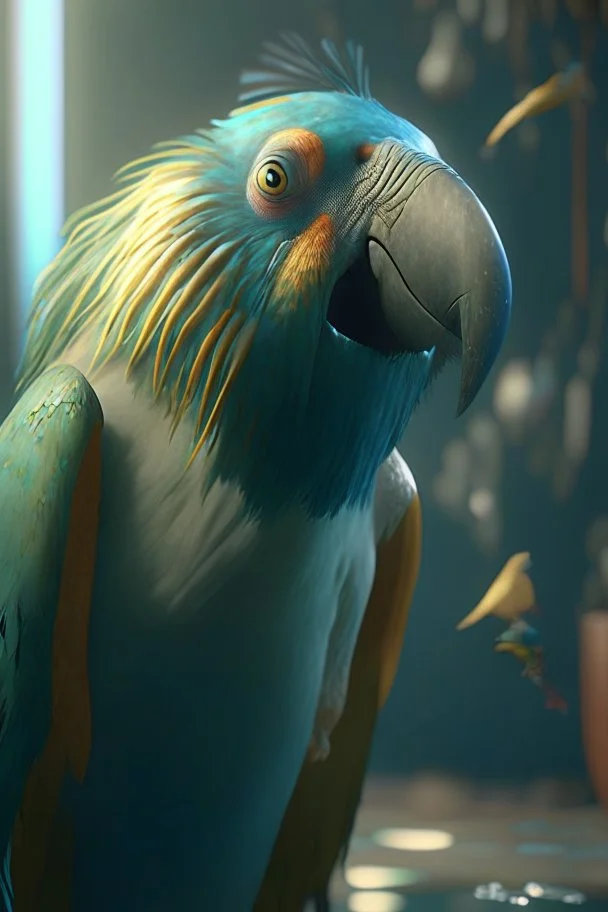 parakeet mare whale baboon waterbuck ,volumetric, warm indoor lighting, artstation, detailed, digital painting, cinematic, character design by hayao miyazaki, unreal 5, daz, hyperrealistic, octane renderer, arnold renderer, 8k, matte