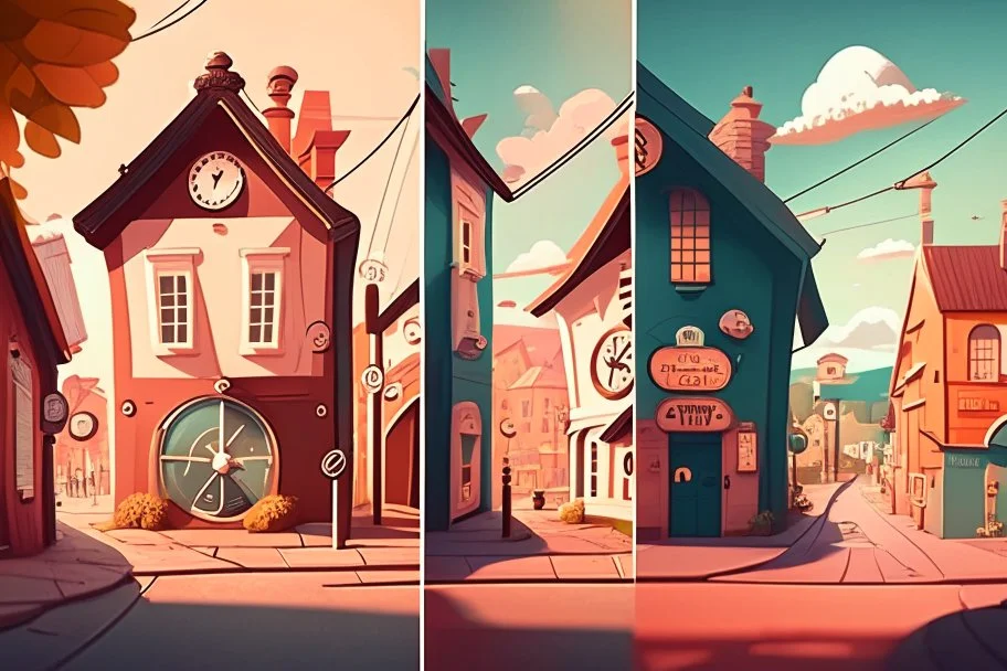 A walk through diffrent time zones of a cute little town