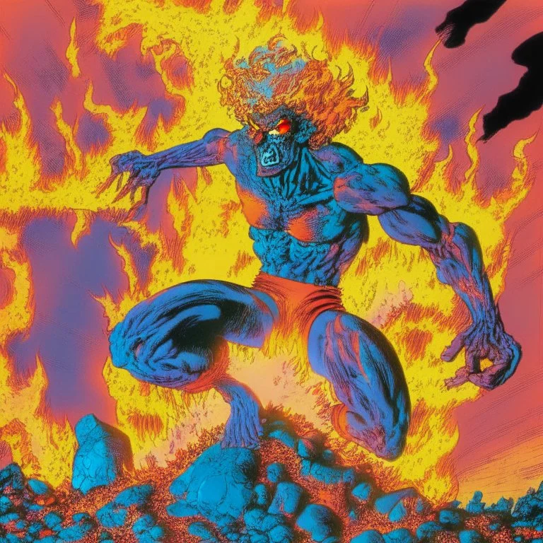 80s comic psyco mutant levitation in lava