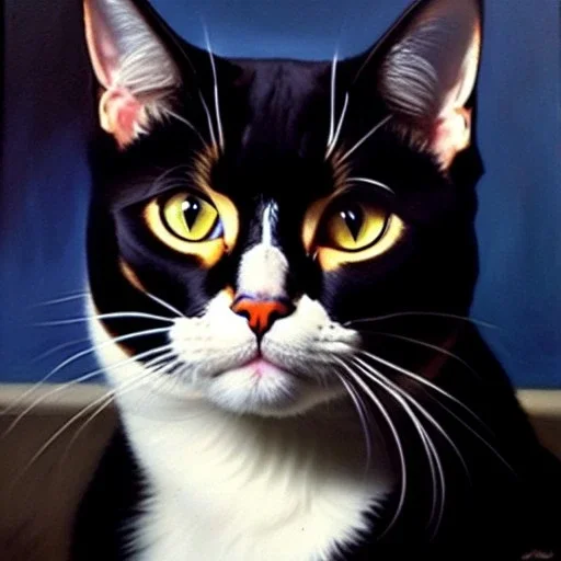 portrait of beautiful Cat painting by Brom , oil on canvas, cinematic composition, extreme detail,fit full head inside picture