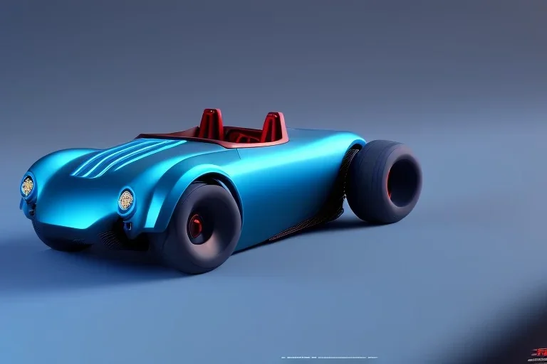 futuristic themed blue hot rod roadster