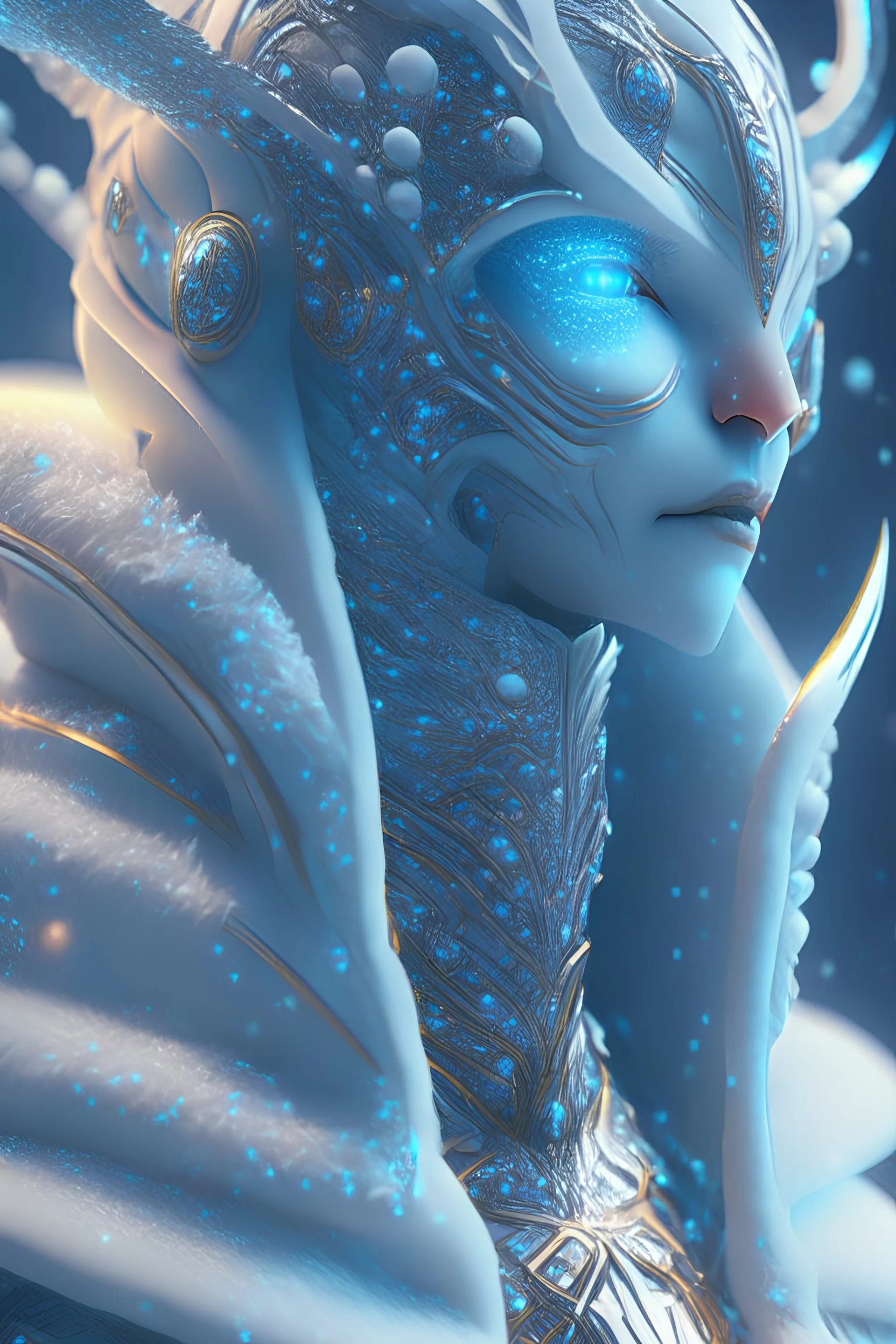 Snow alien ,hyper detailed, digital art, trending in artstation, cinematic lighting, studio quality, smooth render, unreal engine 5 rendered, octane rendered, art style by klimt and nixeu and ian sprigger and wlop and krenz cushart.Snow alien ,hyper detailed, digital art, trending in artstation, cinematic lighting, studio quality, smooth render, unreal engine 5 rendered, octane rendered, art style by klimt and nixeu and ian sprigger and wlop and krenz cushart.Movie scene